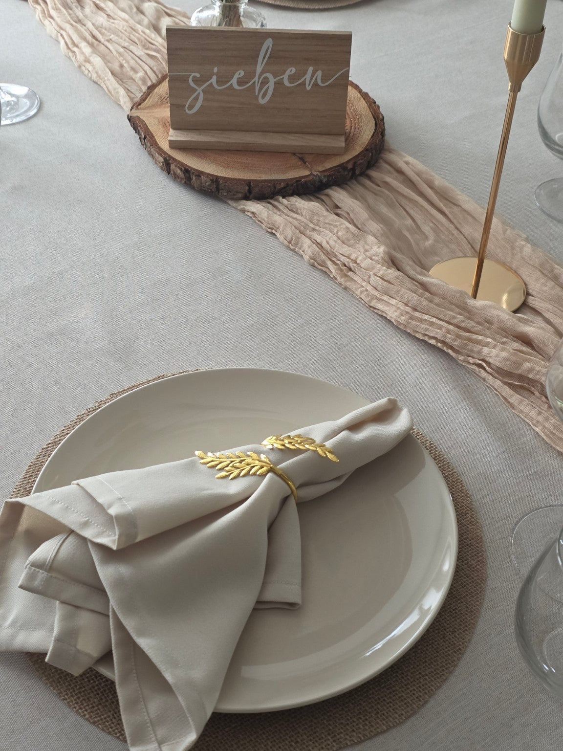 Tischläufer Beige