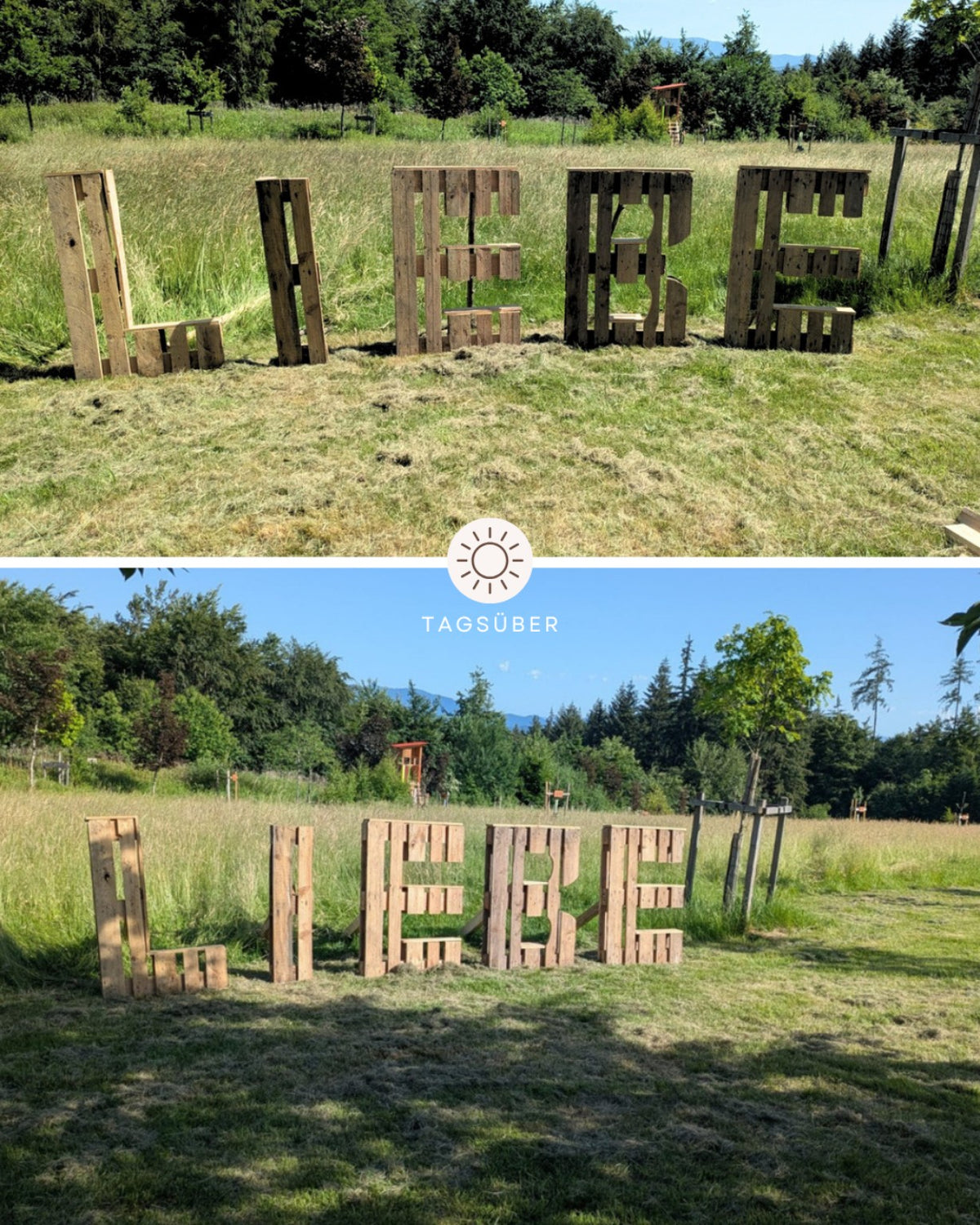 Palettenbuchstaben "LIEBE"
