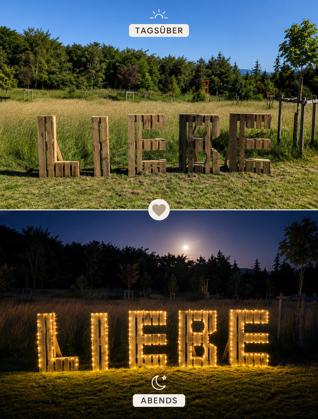Palettenbuchstaben "LIEBE"