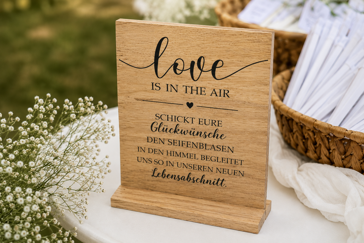 Holzschild - Love is in the air